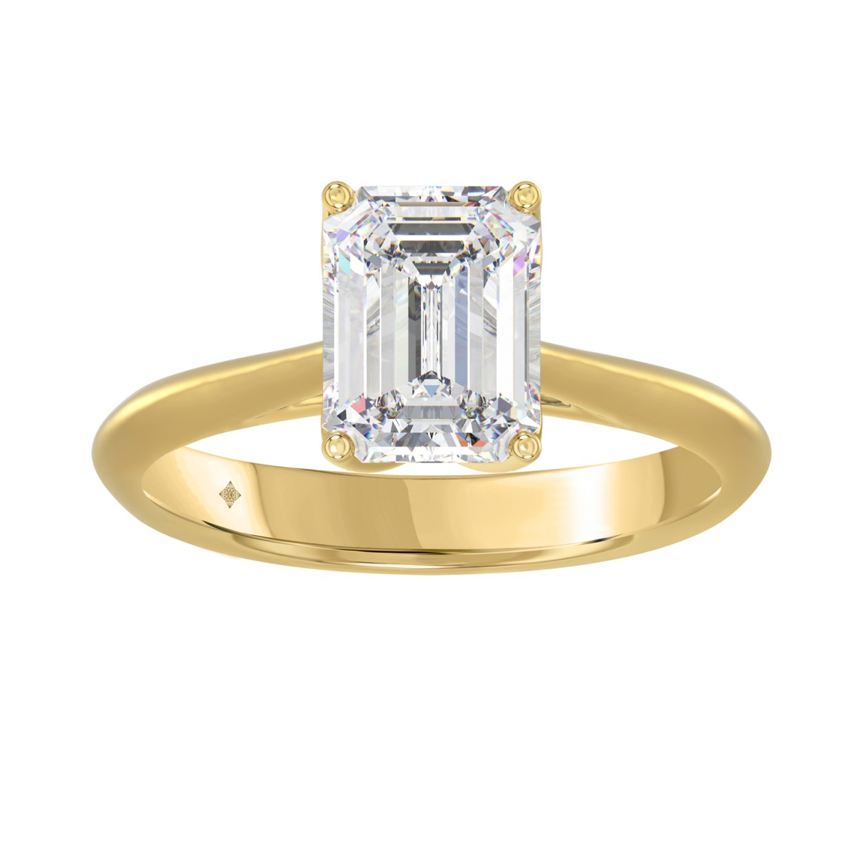 LADIES SOLITAIRE RING 2 1/2CT EMERALD DIAMOND 14K YELLOW GOLD (CENTER STONE EMERALD DIAMOND 2 1/2CT)