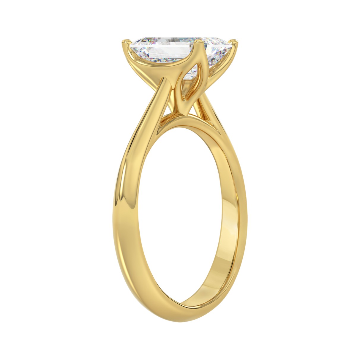 LADIES SOLITAIRE RING 2 1/2CT EMERALD DIAMOND 14K YELLOW GOLD (CENTER STONE EMERALD DIAMOND 2 1/2CT)