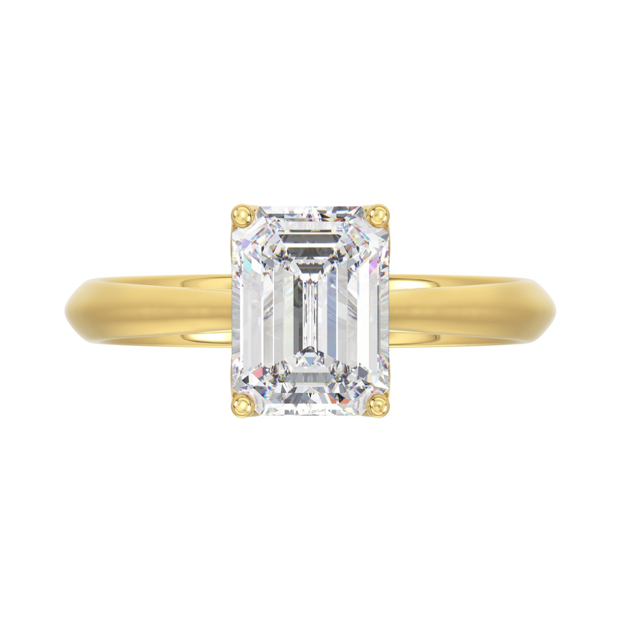 LADIES SOLITAIRE RING 2 1/2CT EMERALD DIAMOND 14K YELLOW GOLD (CENTER STONE EMERALD DIAMOND 2 1/2CT)