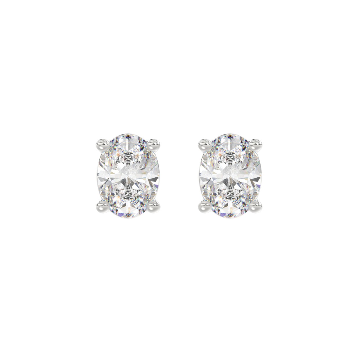 LADIES SOLITAIRE EARRINGS 2 1/2CT OVAL DIAMOND 14K...