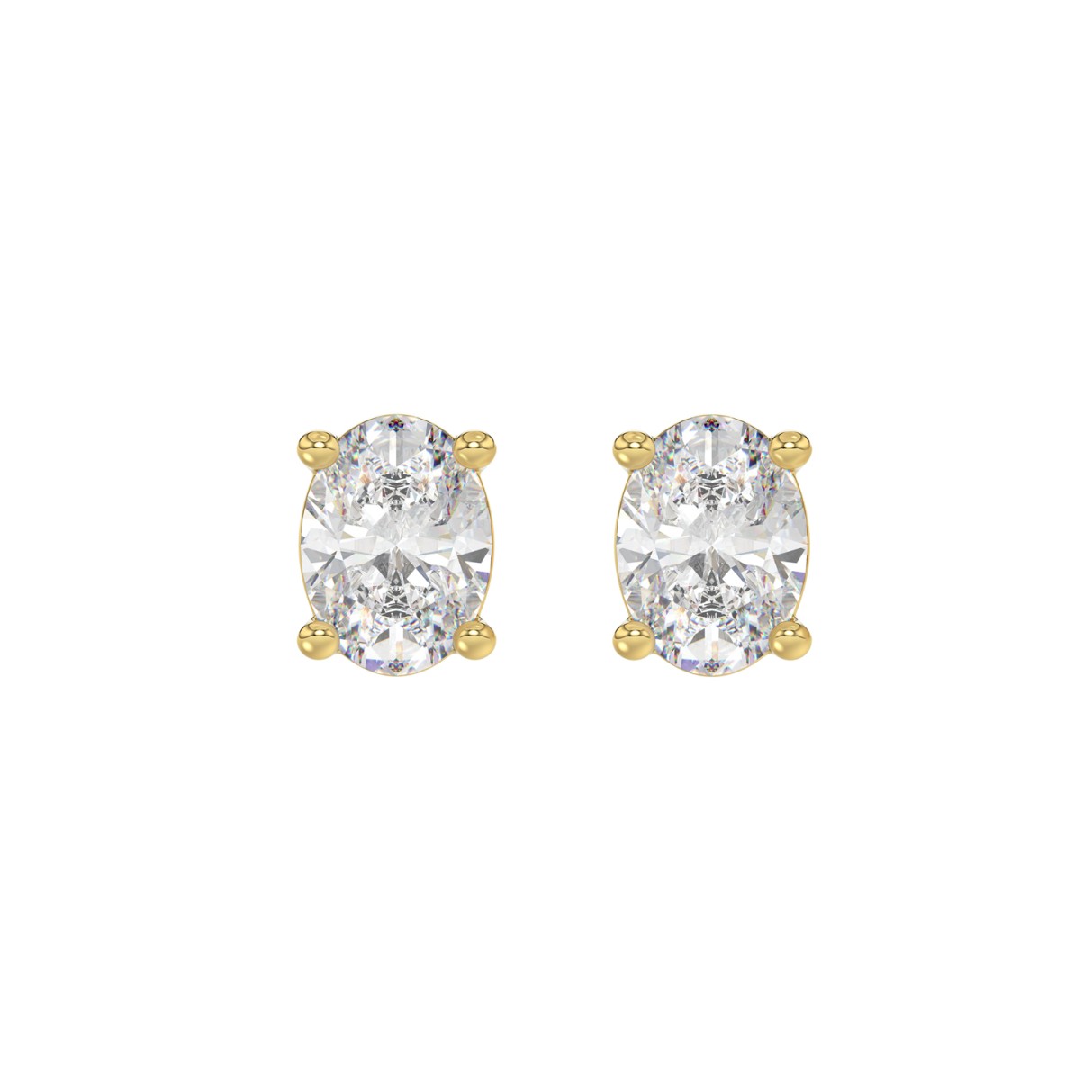 LADIES SOLITAIRE EARRINGS 2.50CT OVAL DIAMOND 14K YELLOW GOLD 