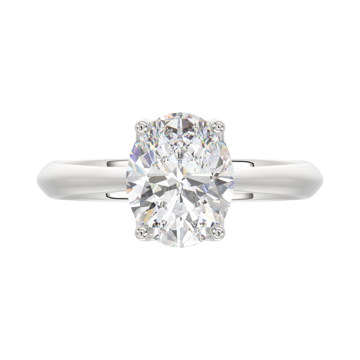 LADIES SOLITAIRE RING 2 1/2CT OVAL DIAMOND 14K WHITE GOLD 