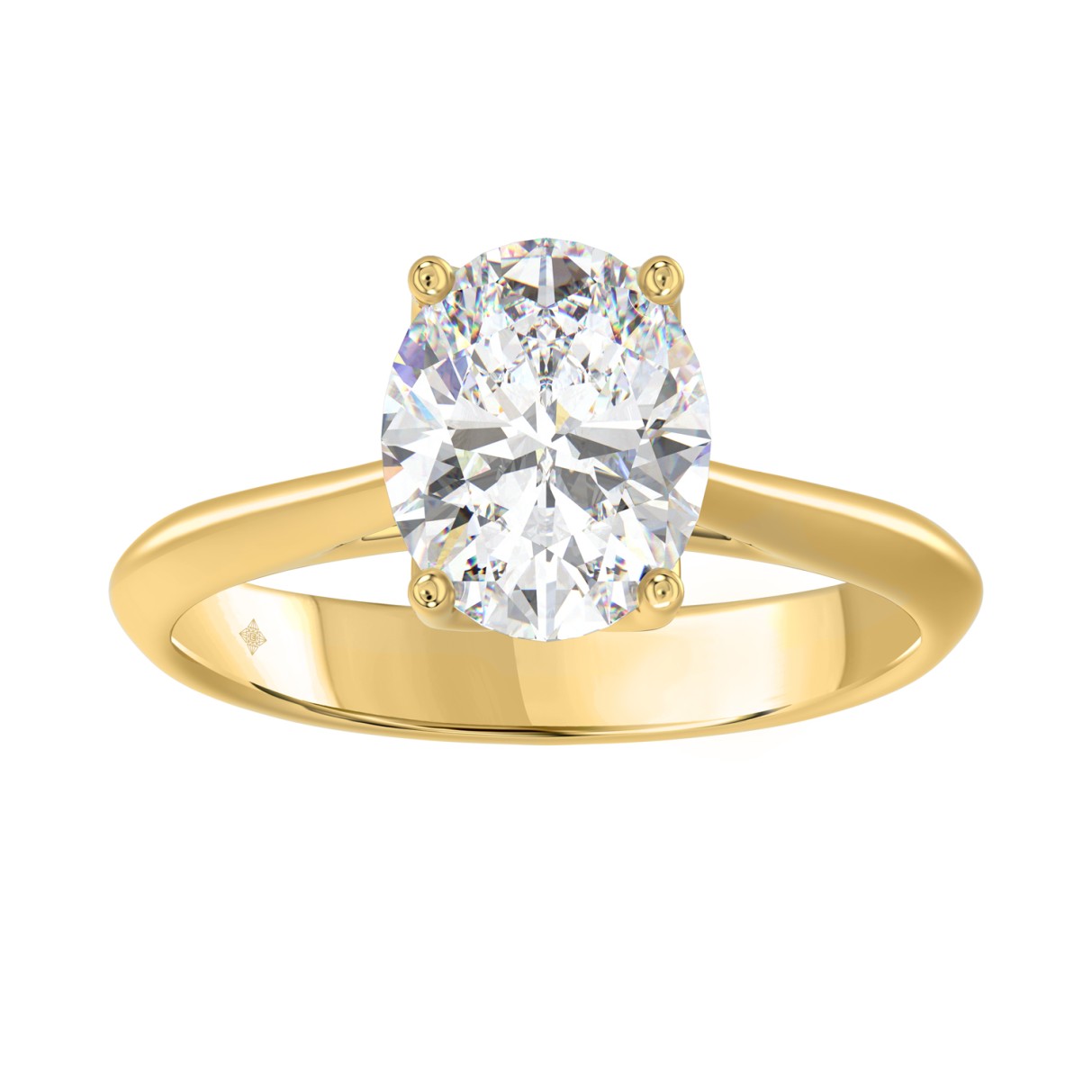 LADIES SOLITAIRE RING 2 1/2CT OVAL DIAMOND 14K YELLOW GOLD 