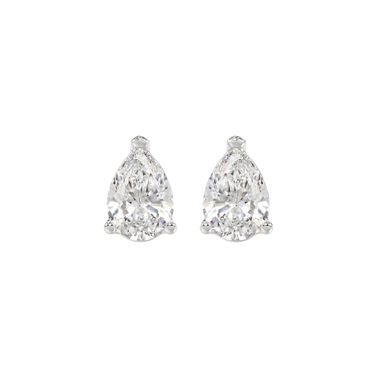 LADIES SOLITAIRE EARRINGS 2 1/2CT PEAR DIAMOND 14K WHITE GOLD 