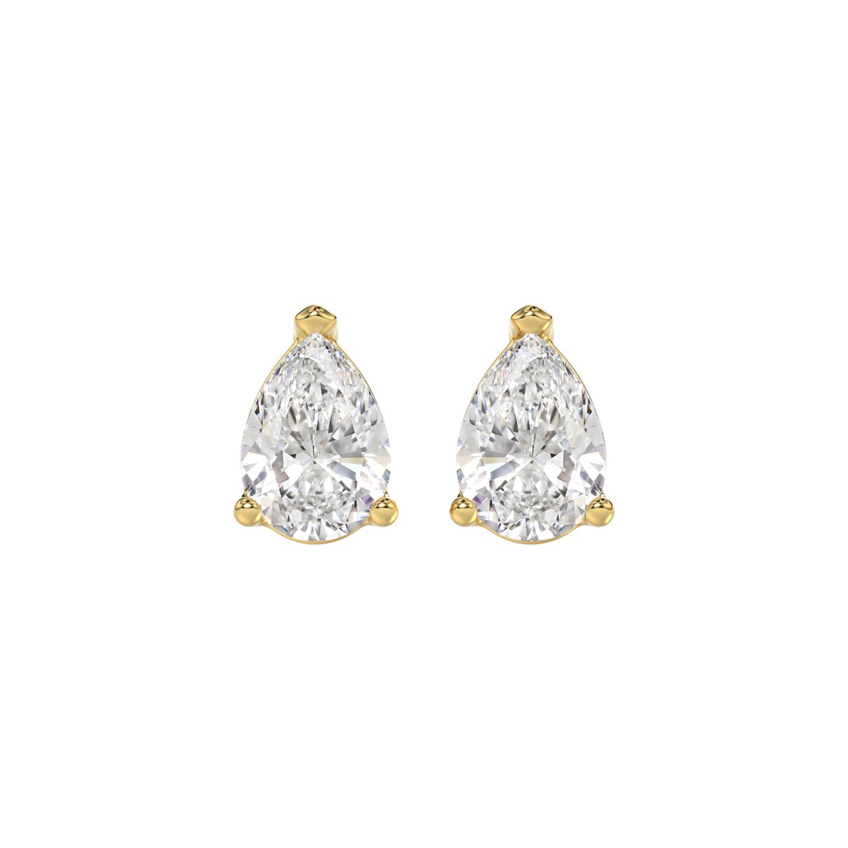 LADIES SOLITAIRE EARRINGS 2.50CT PEAR DIAMOND 14K YELLOW GOLD 