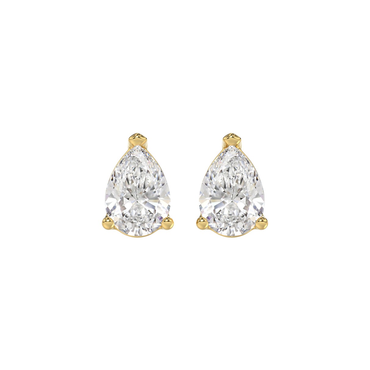 LADIES SOLITAIRE EARRINGS 2.50CT PEAR DIAMOND 14K YELLOW GOLD 