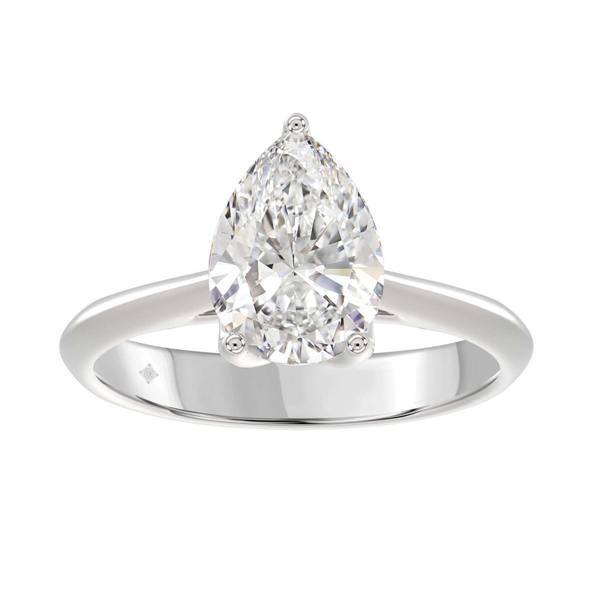 LADIES SOLITAIRE RING 2 1/2CT PEAR DIAMOND 14K WHITE GOLD 