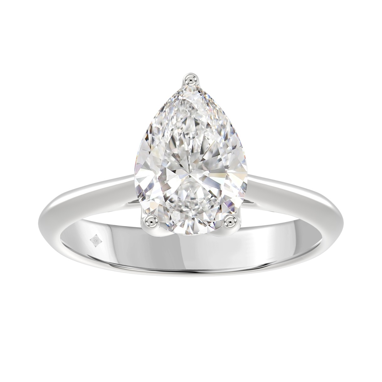 LADIES SOLITAIRE RING 2 1/2CT PEAR DIAMOND 14K WHI...