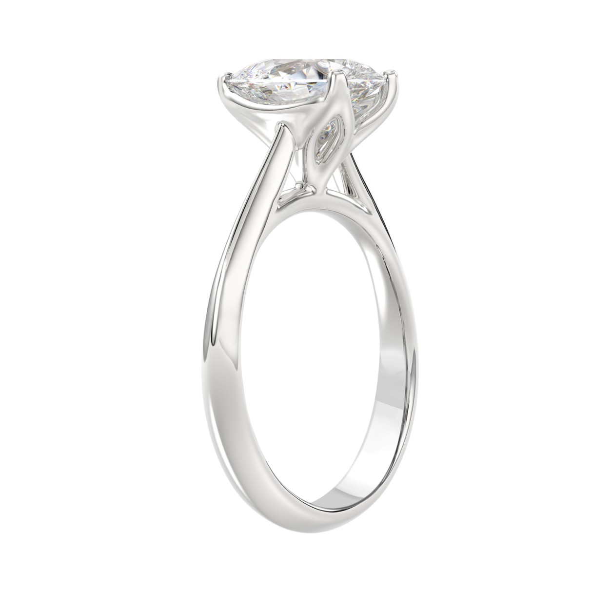 LADIES SOLITAIRE RING 2 1/2CT PEAR DIAMOND 14K WHITE GOLD 