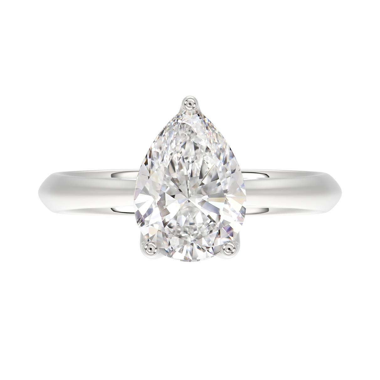 LADIES SOLITAIRE RING 2 1/2CT PEAR DIAMOND 14K WHITE GOLD 