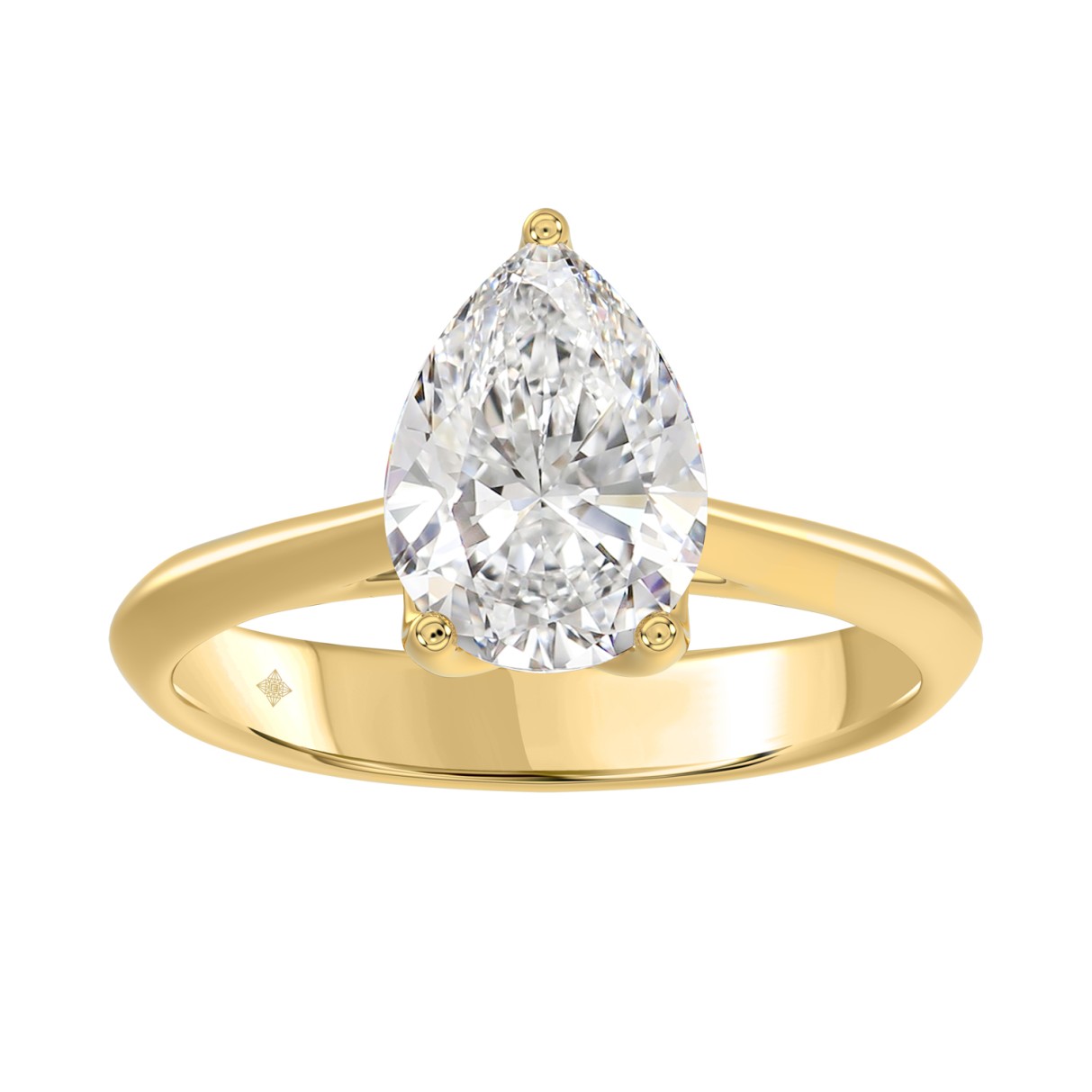 LADIES SOLITAIRE RING 2 1/2CT PEAR DIAMOND 14K YELLOW GOLD 