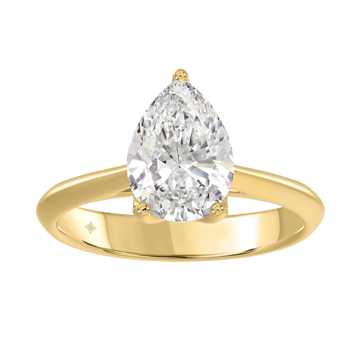 LADIES SOLITAIRE RING 2 1/2CT PEAR DIAMOND 14K YEL...