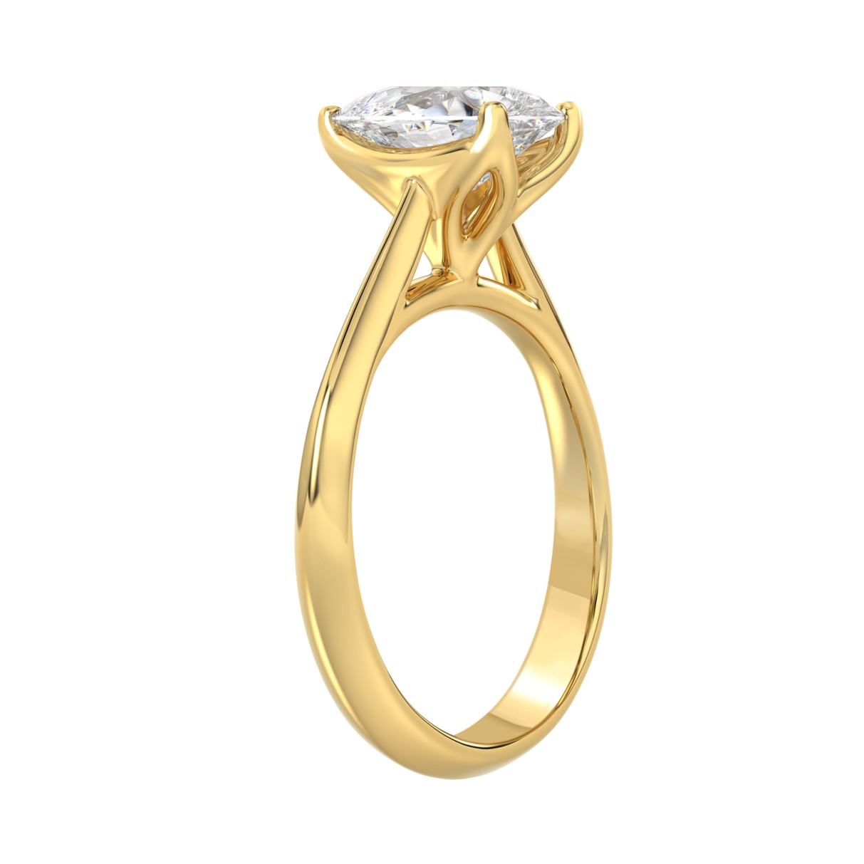 LADIES SOLITAIRE RING 2 1/2CT PEAR DIAMOND 14K YELLOW GOLD 