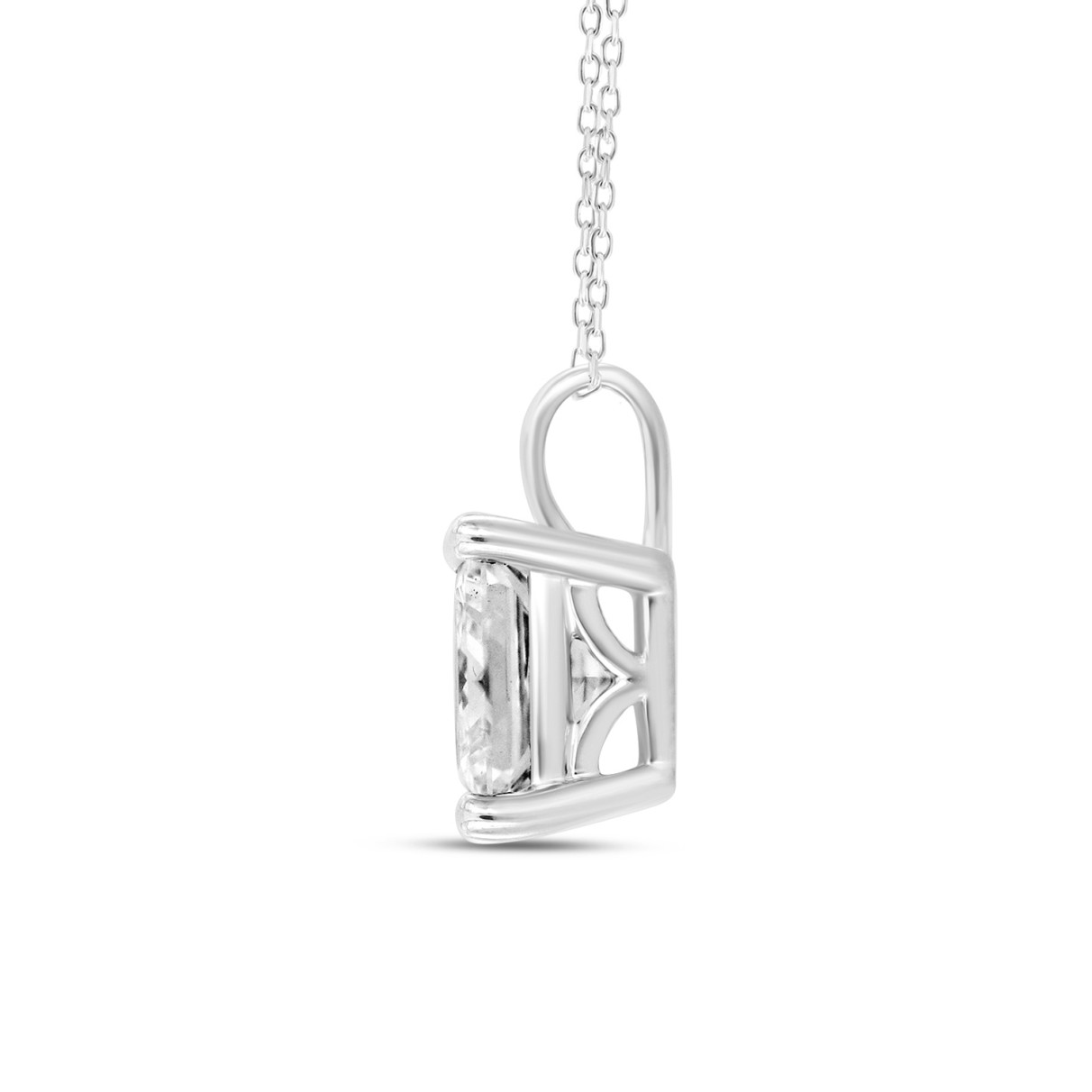 LADIES SOLITAIRE PENDANT WITH CHAIN 2 1/2CT PRINCESS DIAMOND 14K WHITE GOLD 