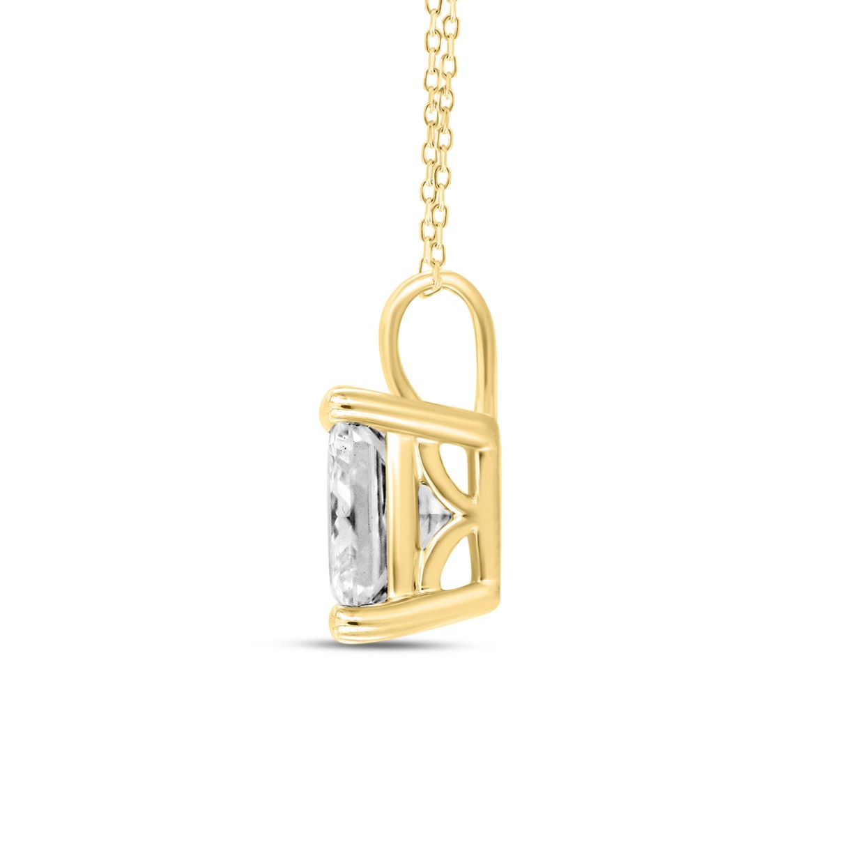 LADIES SOLITAIRE PENDANT WITH CHAIN 2 1/2CT PRINCESS DIAMOND 14K YELLOW GOLD 