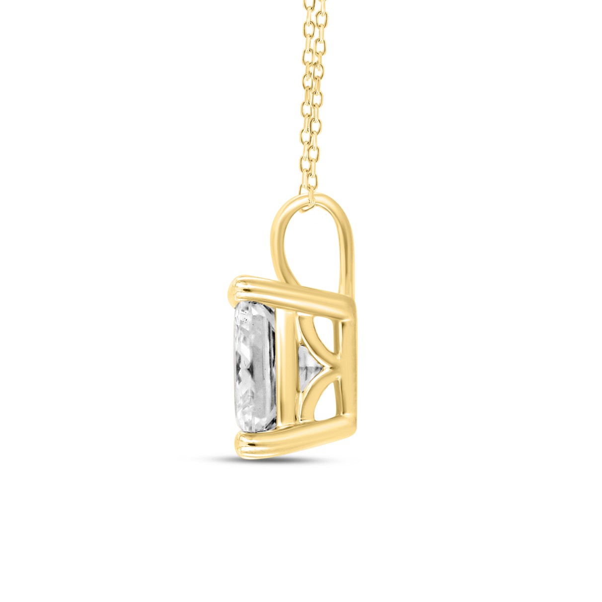 LADIES SOLITAIRE PENDANT WITH CHAIN 2 1/2CT PRINCESS DIAMOND 14K YELLOW GOLD 