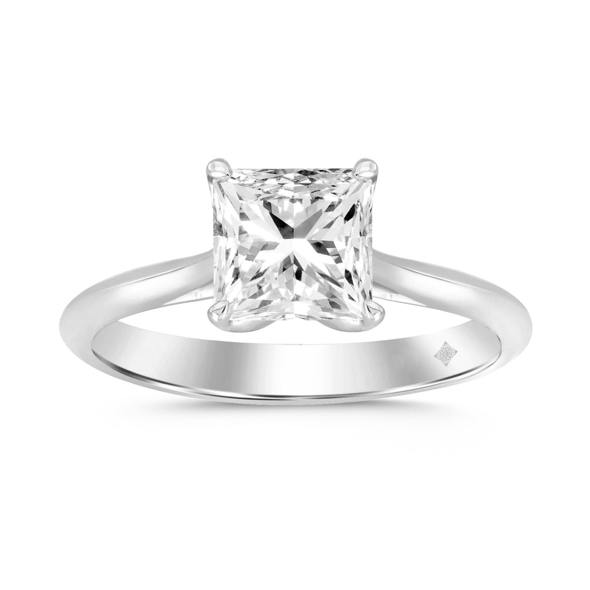 LADIES SOLITAIRE RING 2 1/2CT PRINCESS DIAMOND 14K WHITE GOLD 