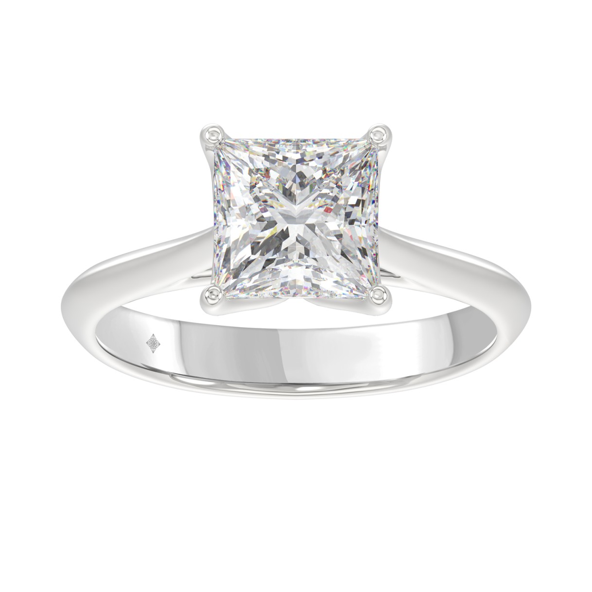 LADIES SOLITAIRE RING 2 1/2CT PRINCESS DIAMOND 14K...
