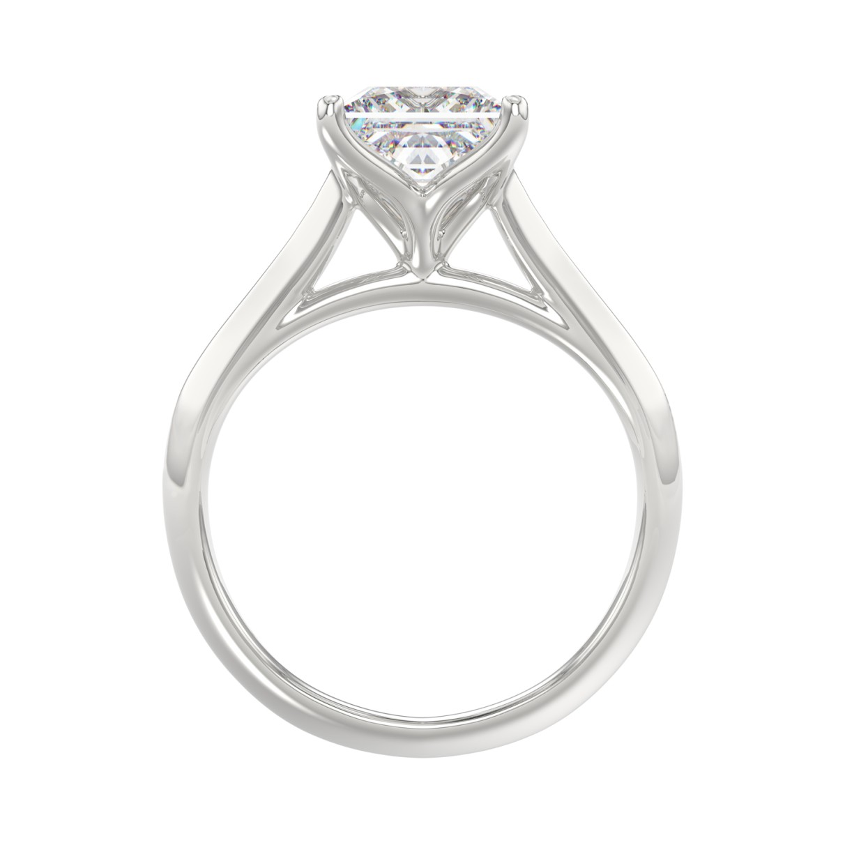 LADIES SOLITAIRE RING 2 1/2CT PRINCESS DIAMOND 14K WHITE GOLD 