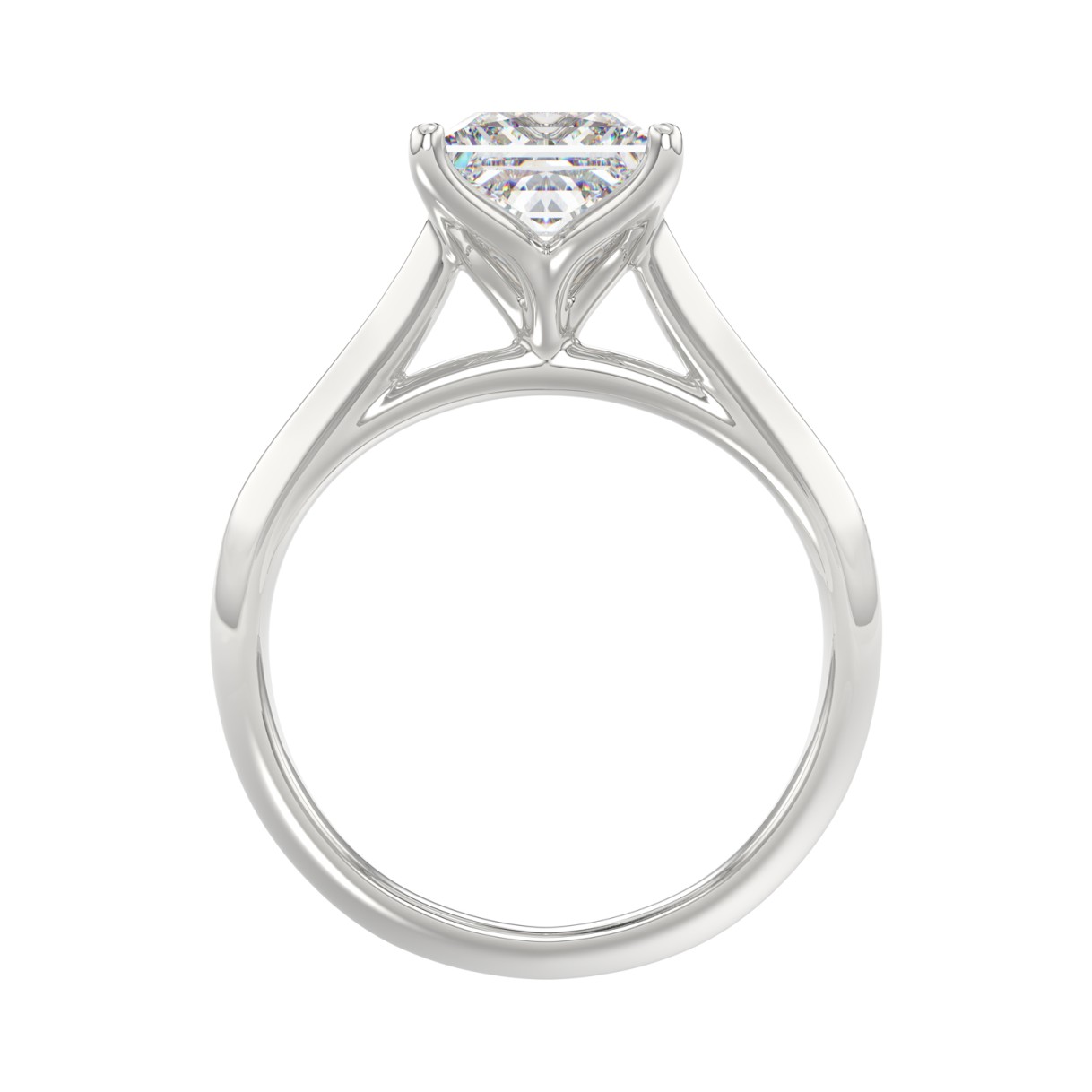 LADIES SOLITAIRE RING 2 1/2CT PRINCESS DIAMOND 14K WHITE GOLD 