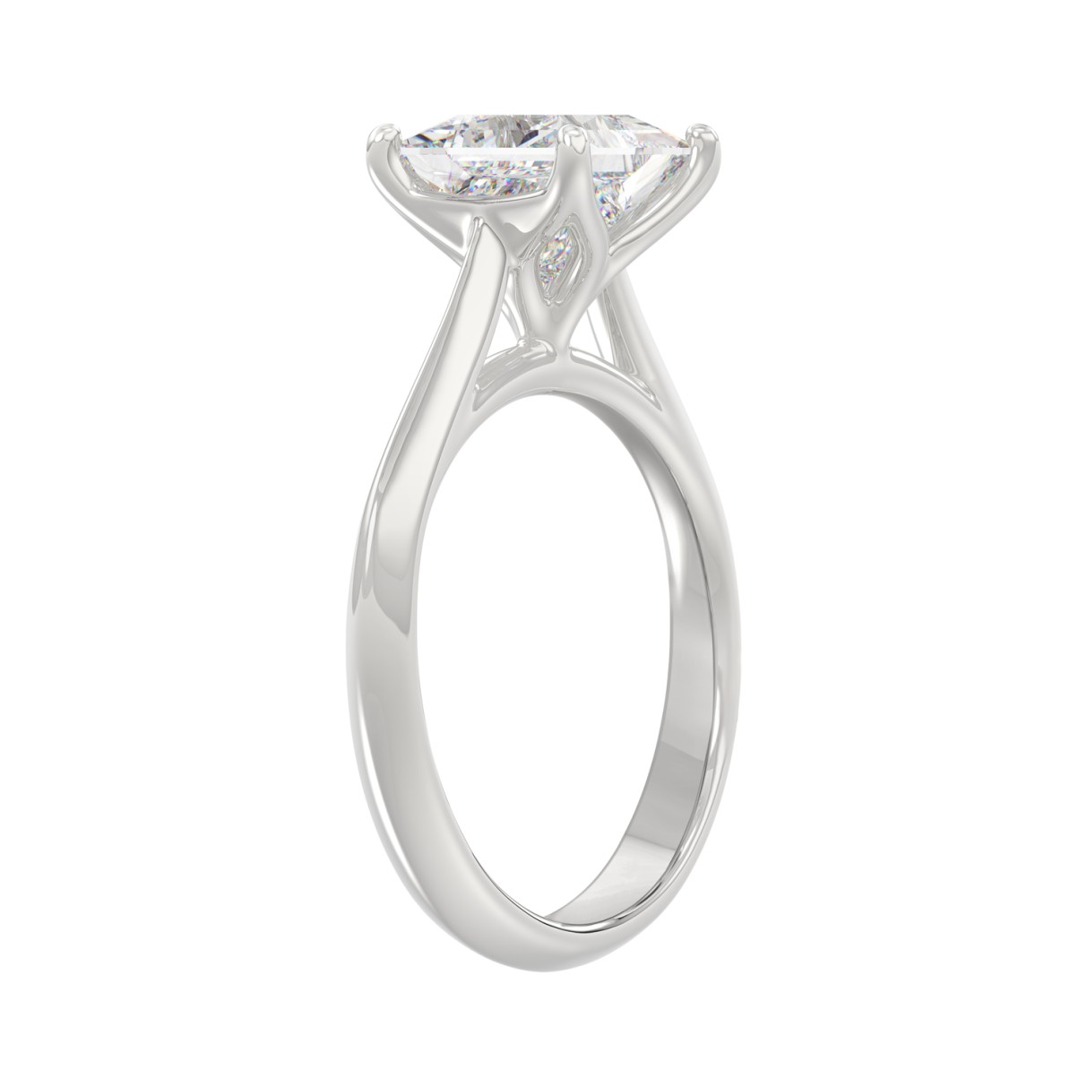 LADIES SOLITAIRE RING 2 1/2CT PRINCESS DIAMOND 14K WHITE GOLD 