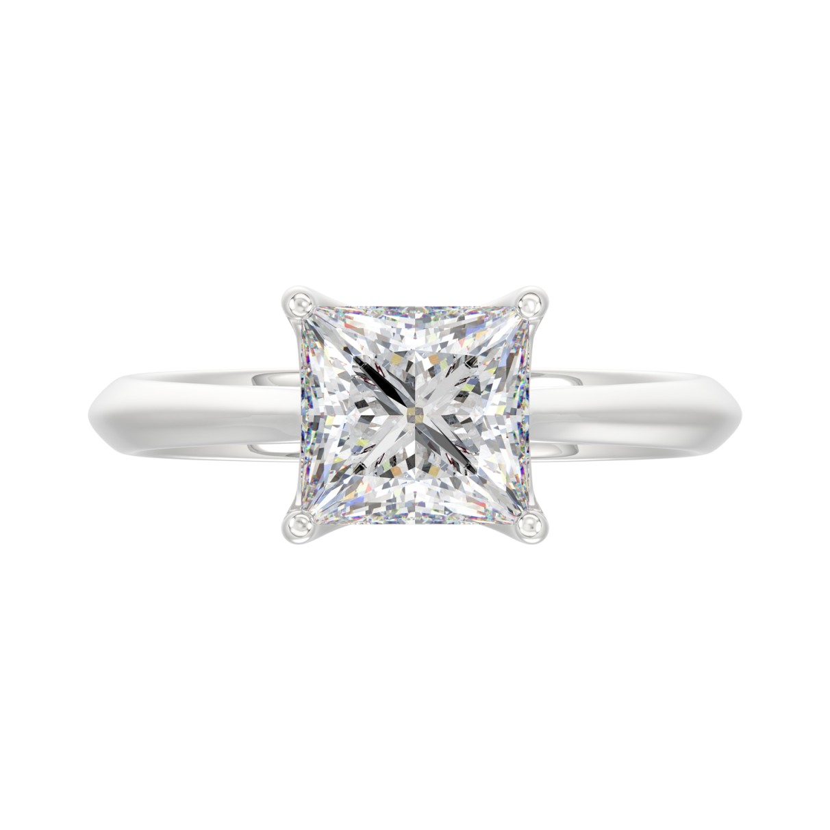 LADIES SOLITAIRE RING 2 1/2CT PRINCESS DIAMOND 14K WHITE GOLD 