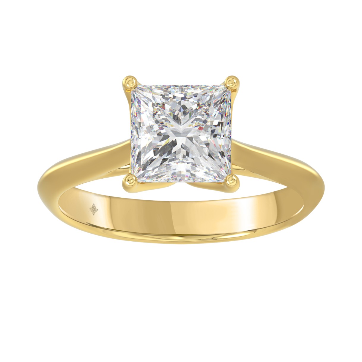 LADIES SOLITAIRE RING 2 1/2CT PRINCESS DIAMOND 14K...