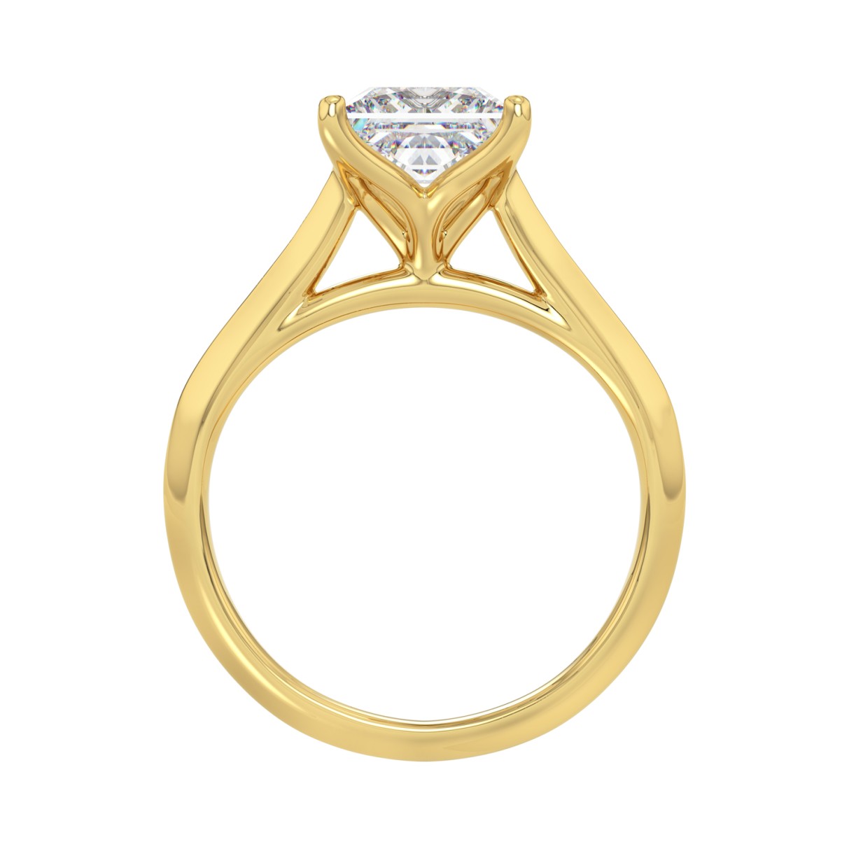 LADIES SOLITAIRE RING 2 1/2CT PRINCESS DIAMOND 14K YELLOW GOLD 