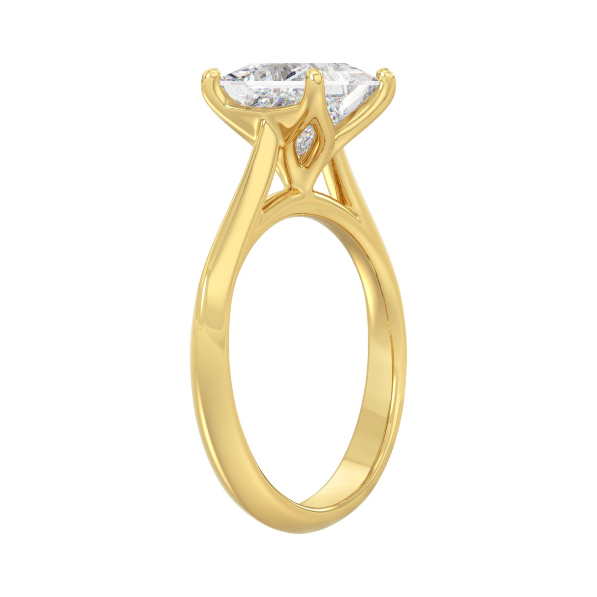 LADIES SOLITAIRE RING 2 1/2CT PRINCESS DIAMOND 14K YELLOW GOLD 