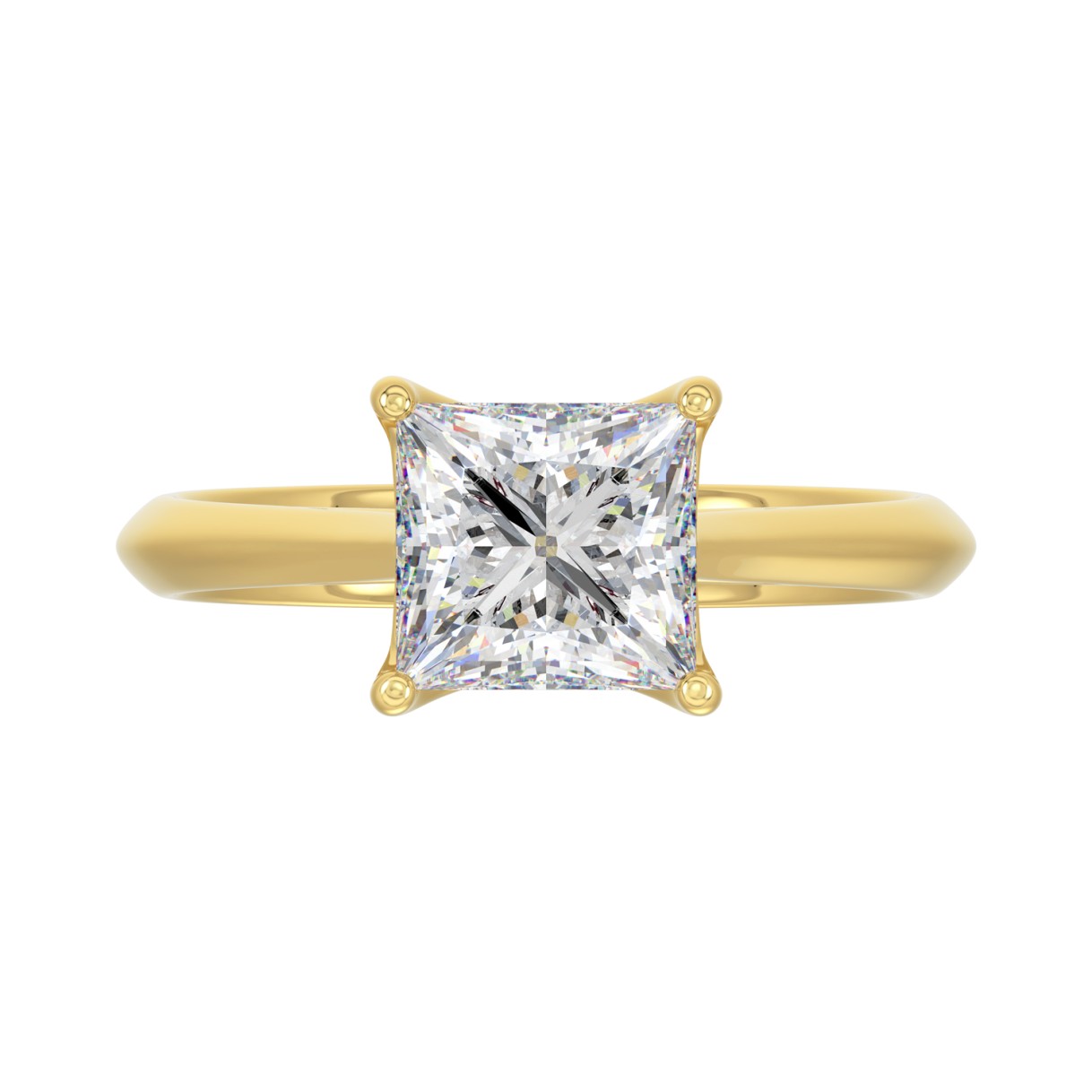 LADIES SOLITAIRE RING 2 1/2CT PRINCESS DIAMOND 14K YELLOW GOLD 