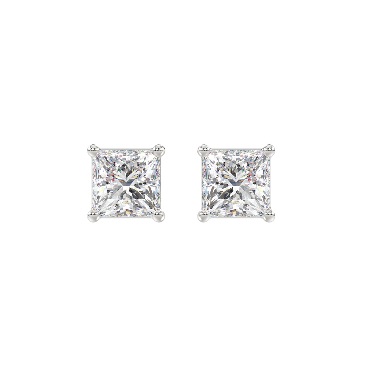 LADIES SOLITAIRE EARRINGS 2 1/2CT PRINCESS DIAMOND...