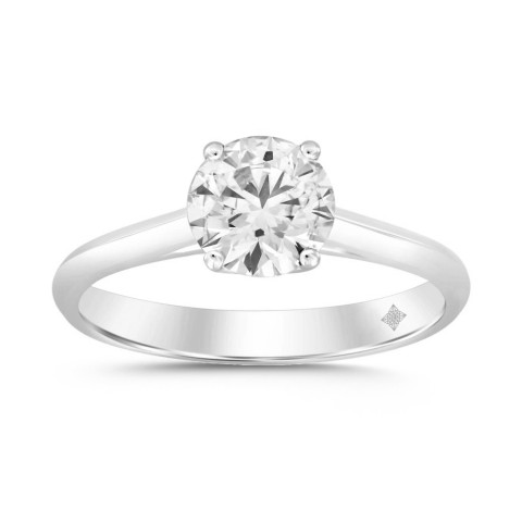 LADIES SOLITAIRE RING 2 1/2CT ROUND DIAMOND 14K WHITE GOLD 