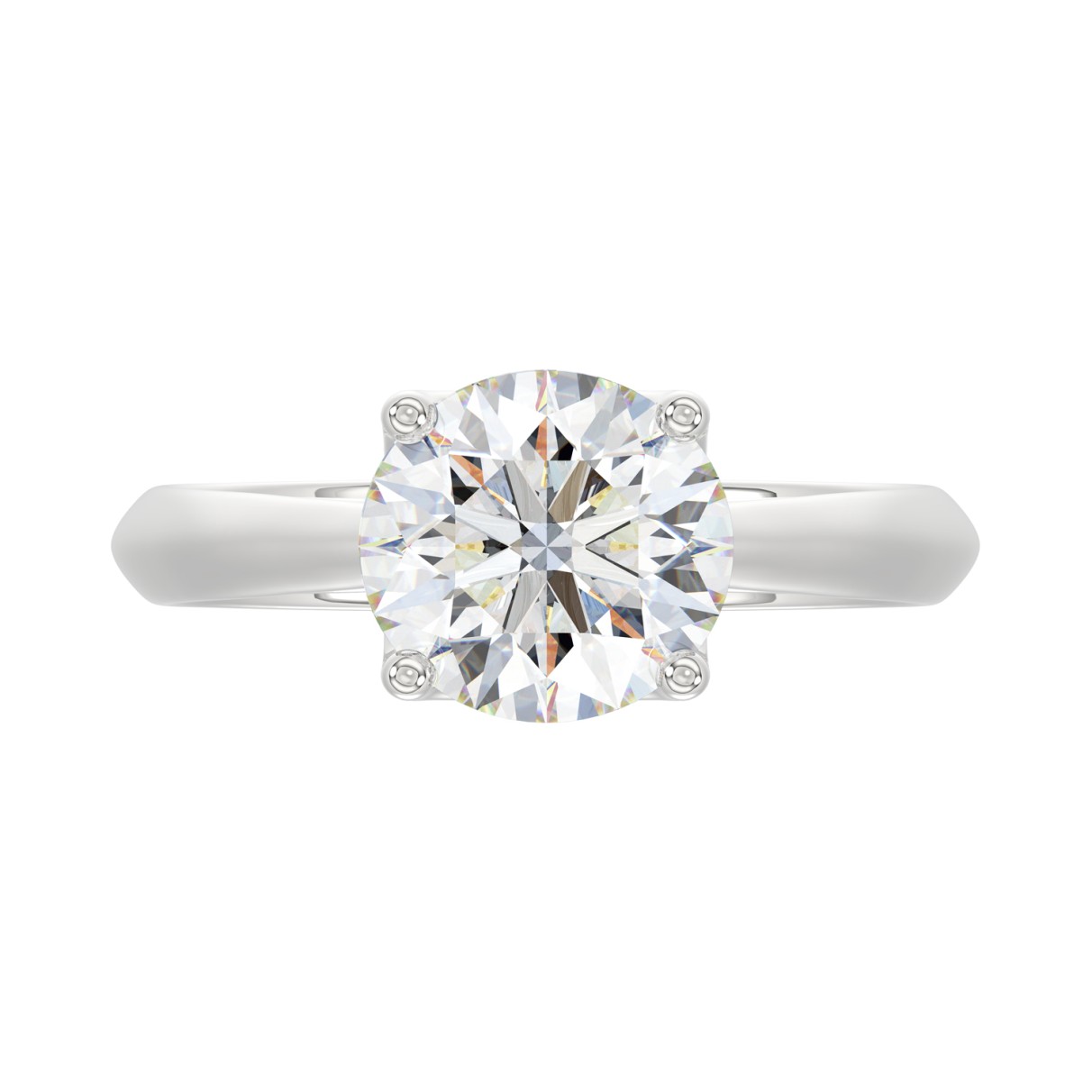 LADIES SOLITAIRE RING 2 1/2CT ROUND DIAMOND 14K WHITE GOLD 