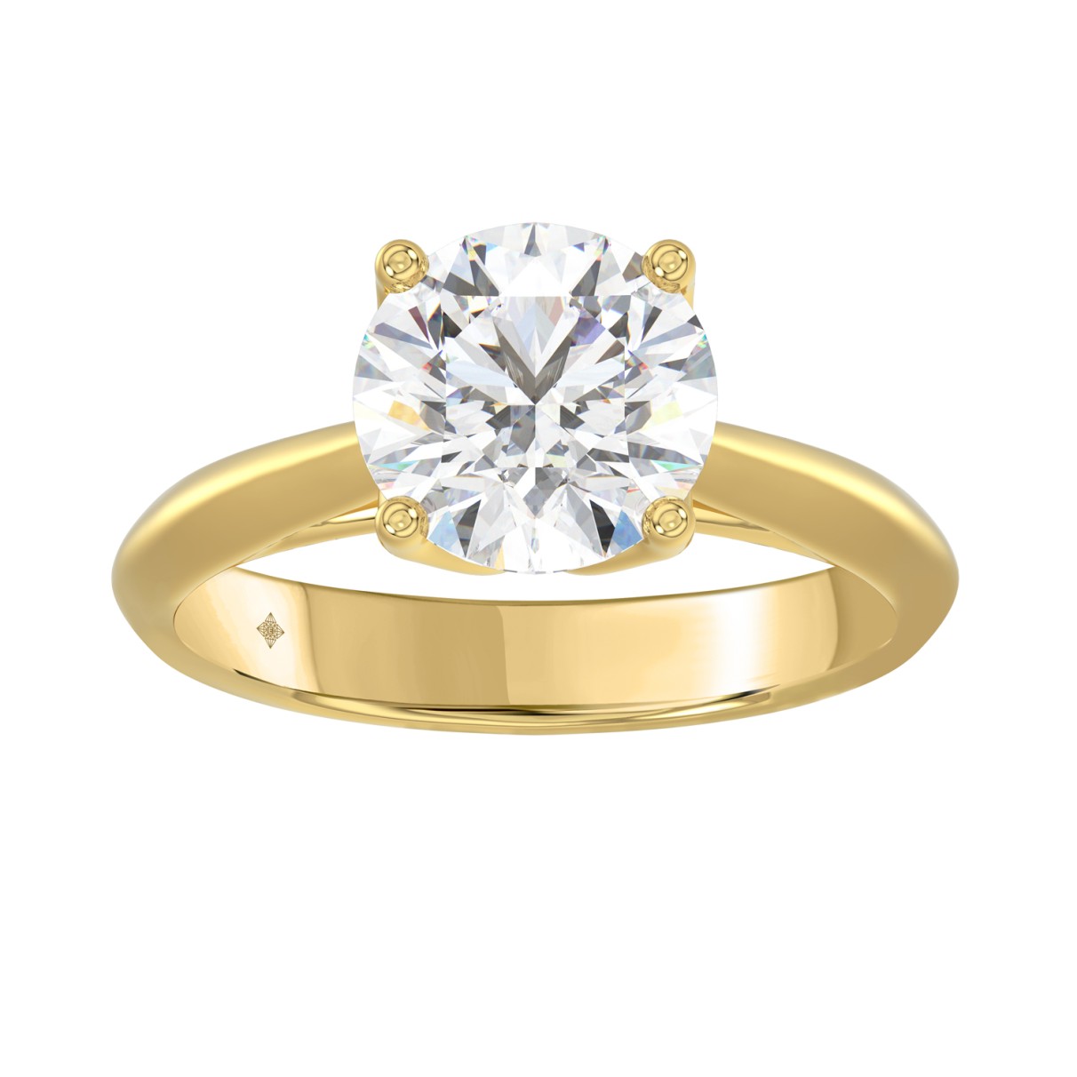 LADIES SOLITAIRE RING 2 1/2CT ROUND DIAMOND 14K YELLOW GOLD 