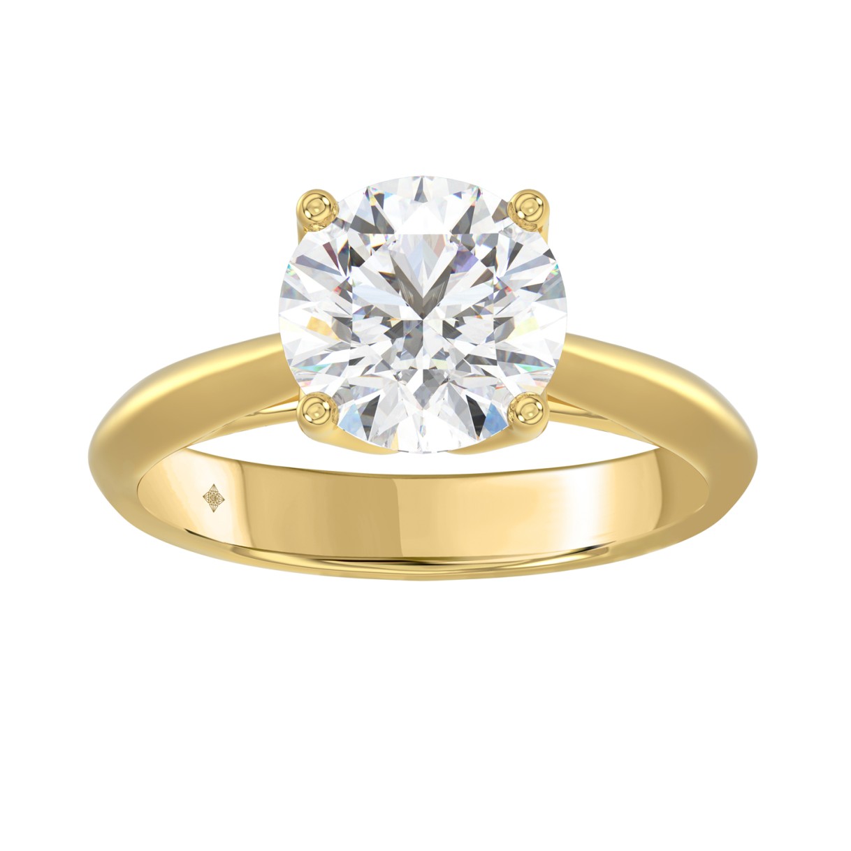 LADIES SOLITAIRE RING 2 1/2CT ROUND DIAMOND 14K YE...