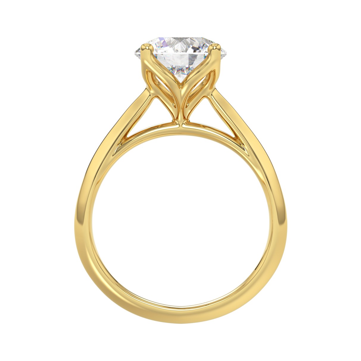 LADIES SOLITAIRE RING 2 1/2CT ROUND DIAMOND 14K YELLOW GOLD 