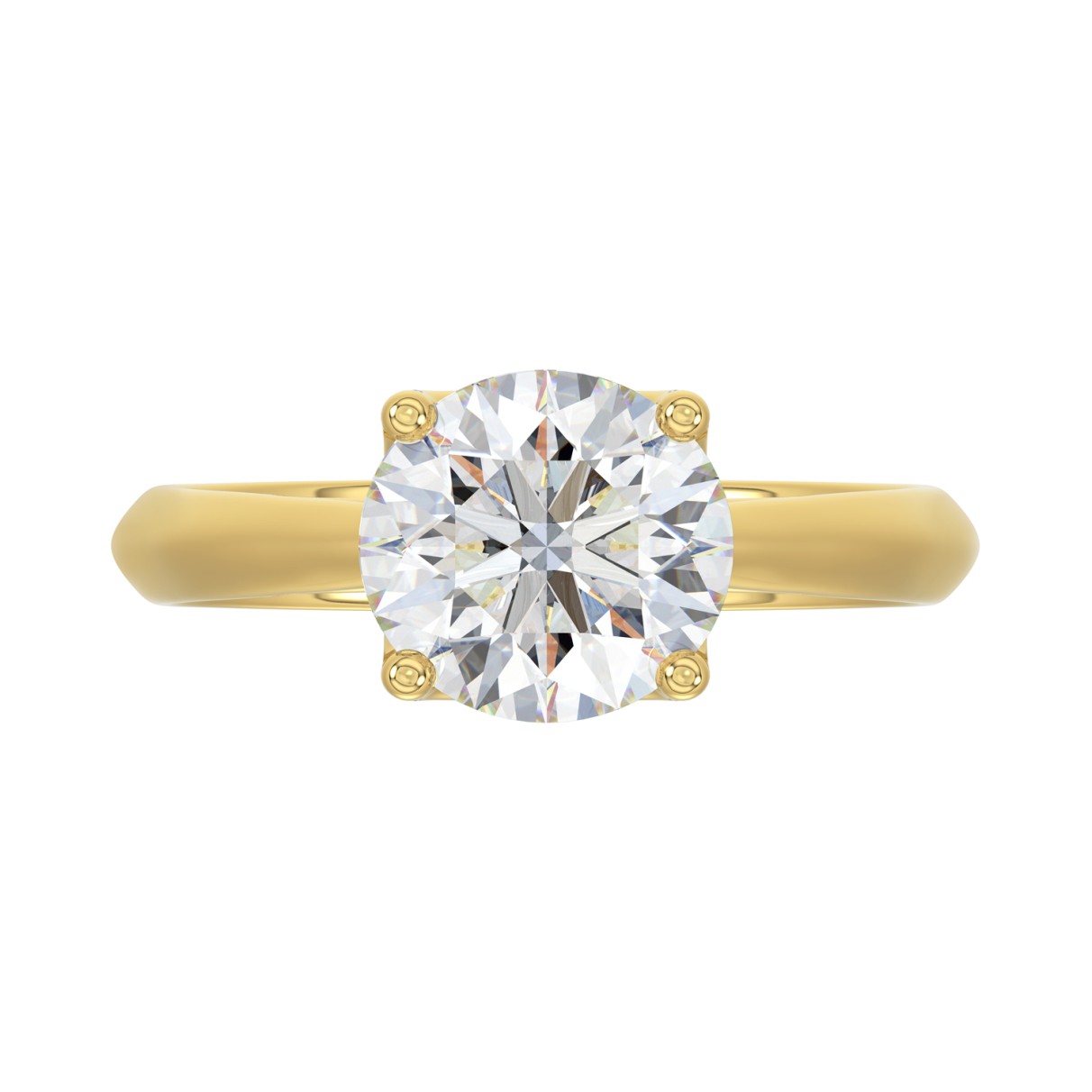 LADIES SOLITAIRE RING 2 1/2CT ROUND DIAMOND 14K YELLOW GOLD 