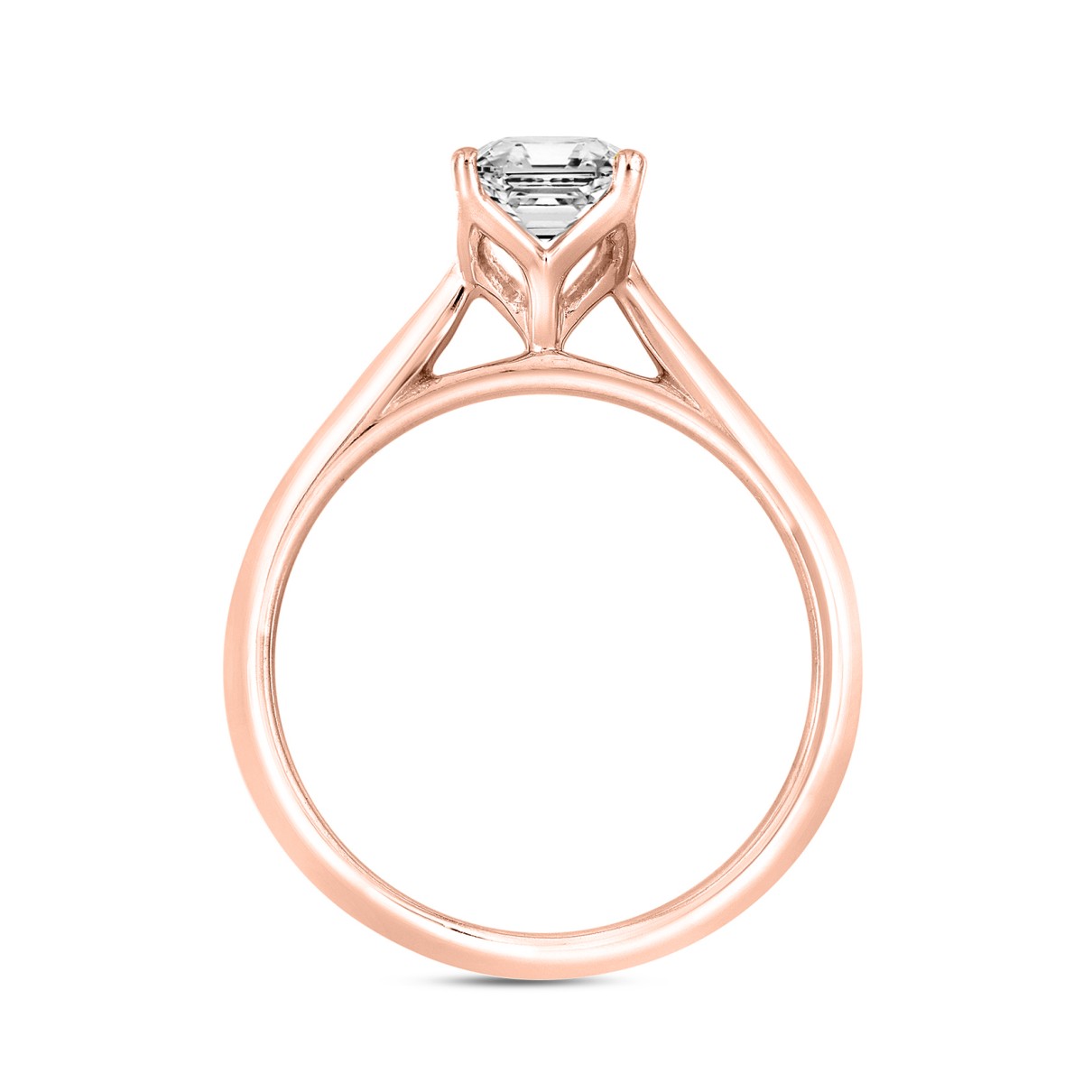 LADIES SOLITAIRE RING 3CT EMERALD DIAMOND 14K ROSE GOLD 