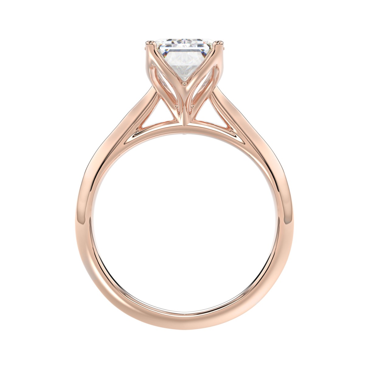 LADIES SOLITAIRE RING 3CT EMERALD DIAMOND 14K ROSE GOLD 