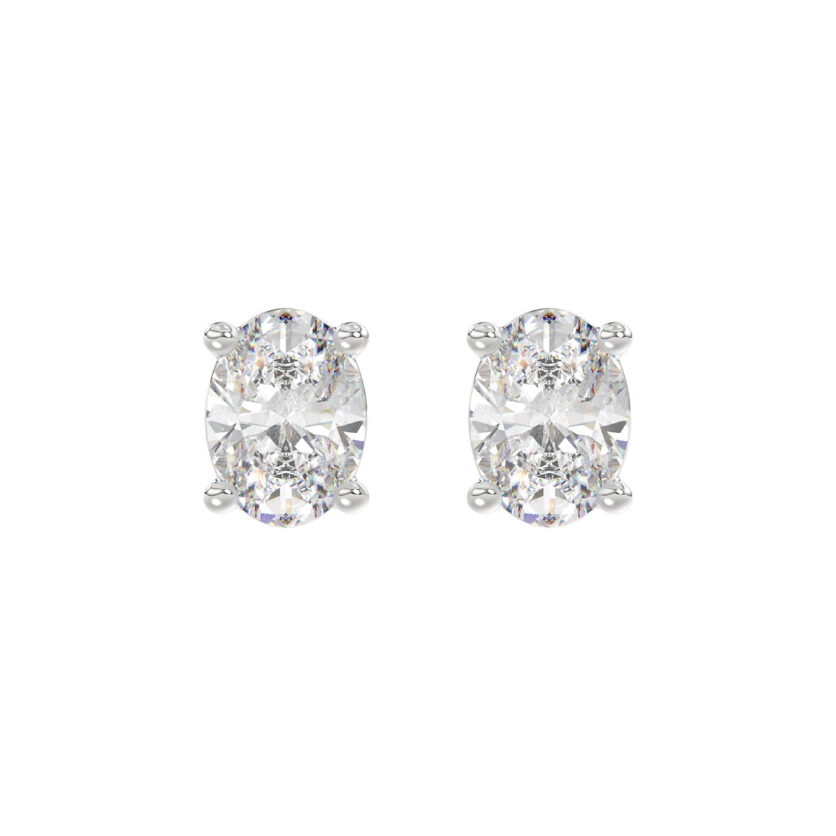 LADIES SOLITAIRE EARRINGS 4.00CT OVAL DIAMOND 14K ...