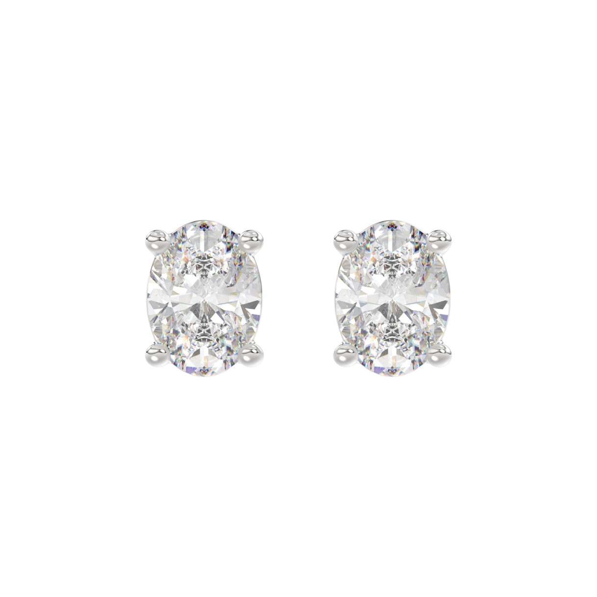 LADIES SOLITAIRE EARRINGS 4.00CT OVAL DIAMOND 14K ...