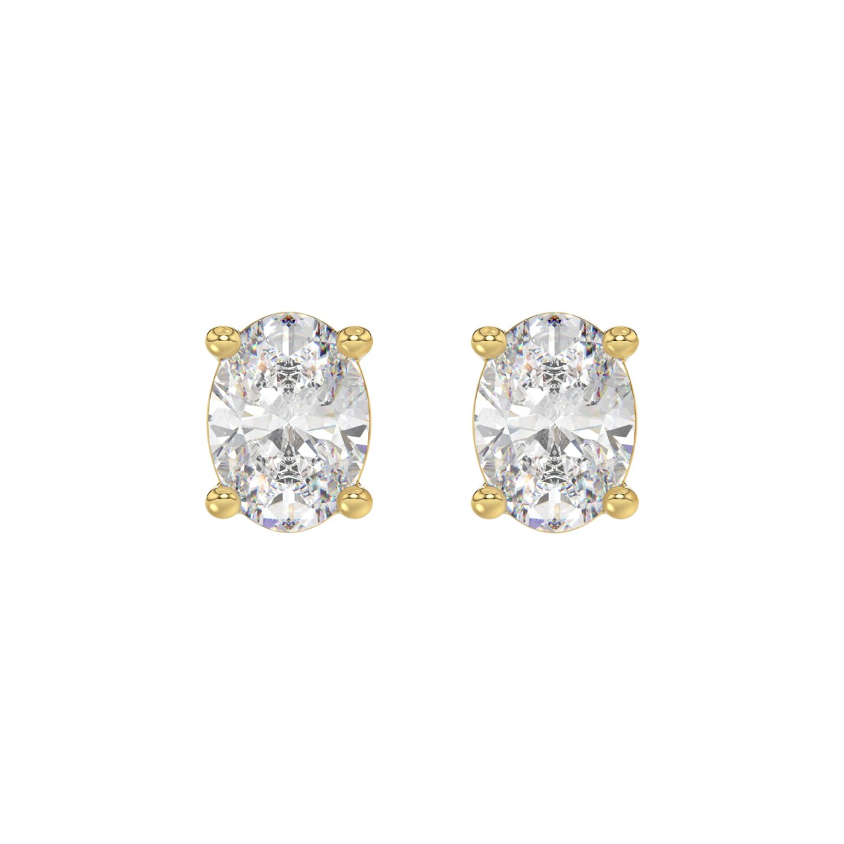 LADIES SOLITAIRE EARRINGS 4.00CT OVAL DIAMOND 14K YELLOW GOLD (CENTER STONE OVAL DIAMOND 2.00CT)