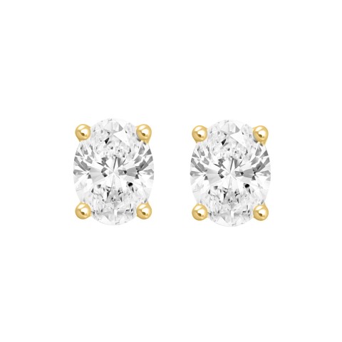 LADIES SOLITAIRE EARRINGS 4.00CT OVAL DIAMOND 14K YELLOW GOLD (CENTER STONE OVAL DIAMOND 2.00CT)