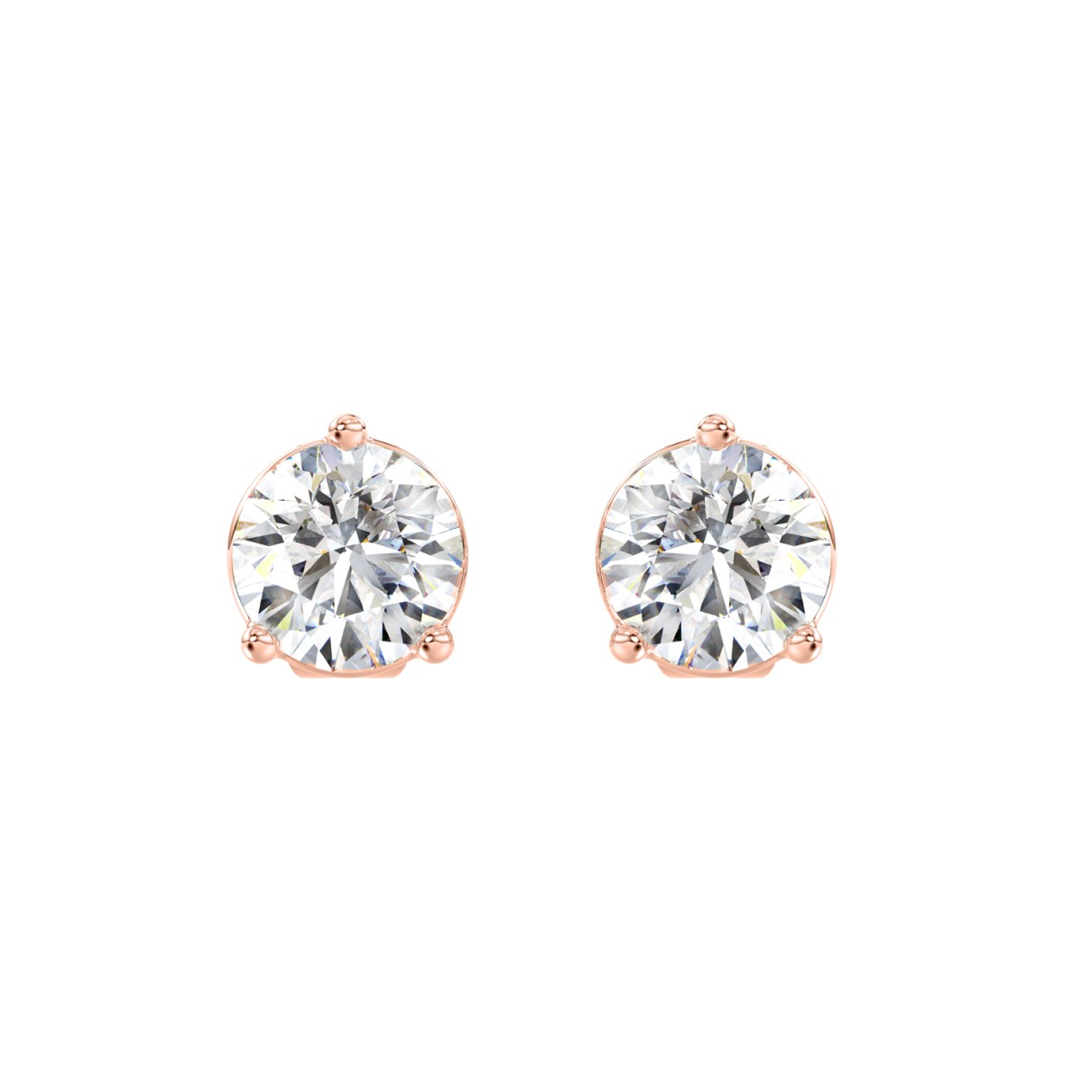 LADIES SOLITAIRE EARRINGS 4CT ROUND DIAMOND 14K ROSE GOLD (CENTER STONE ROUND DIAMOND 2CT )