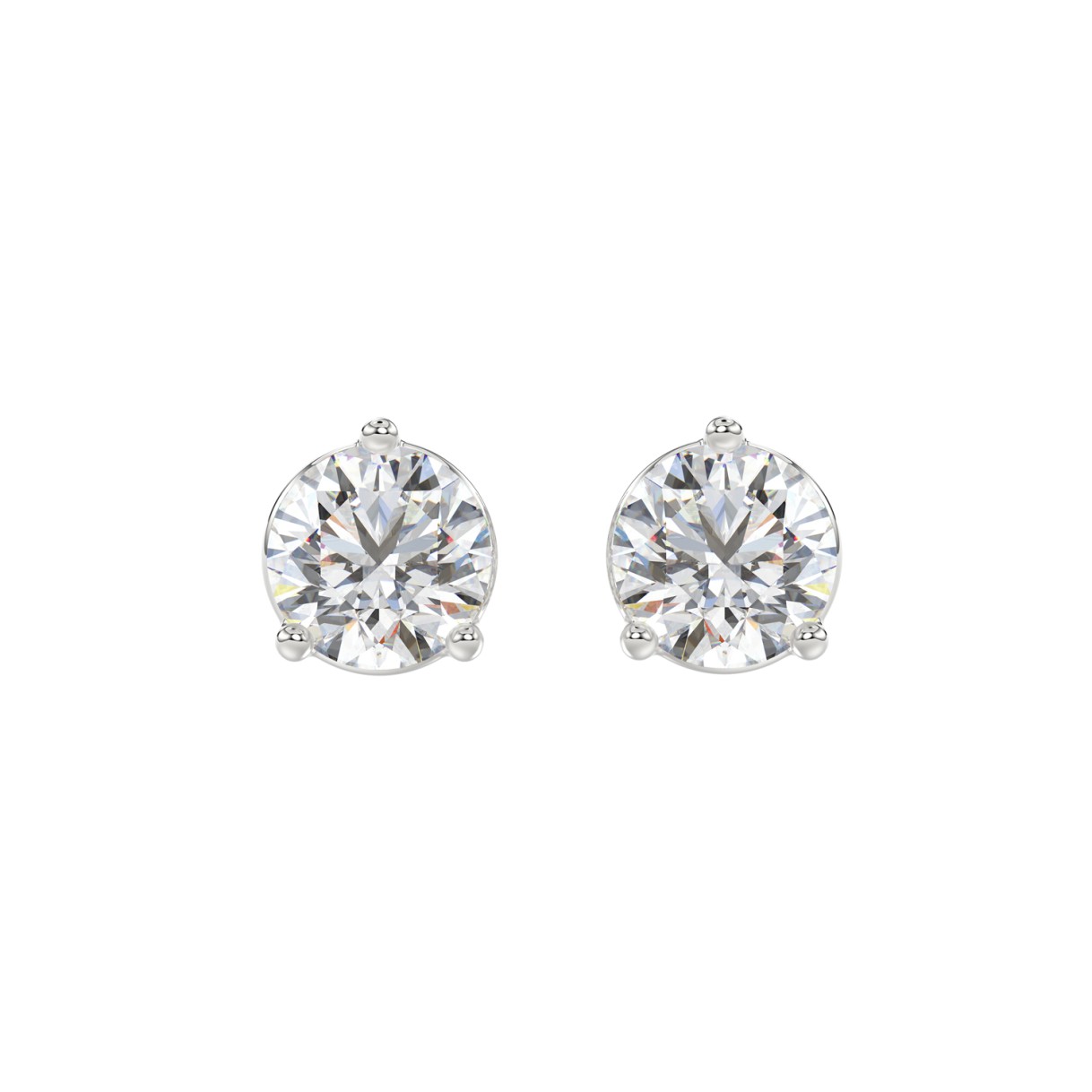 LADIES SOLITAIRE EARRINGS 4CT ROUND DIAMOND 14K WH...