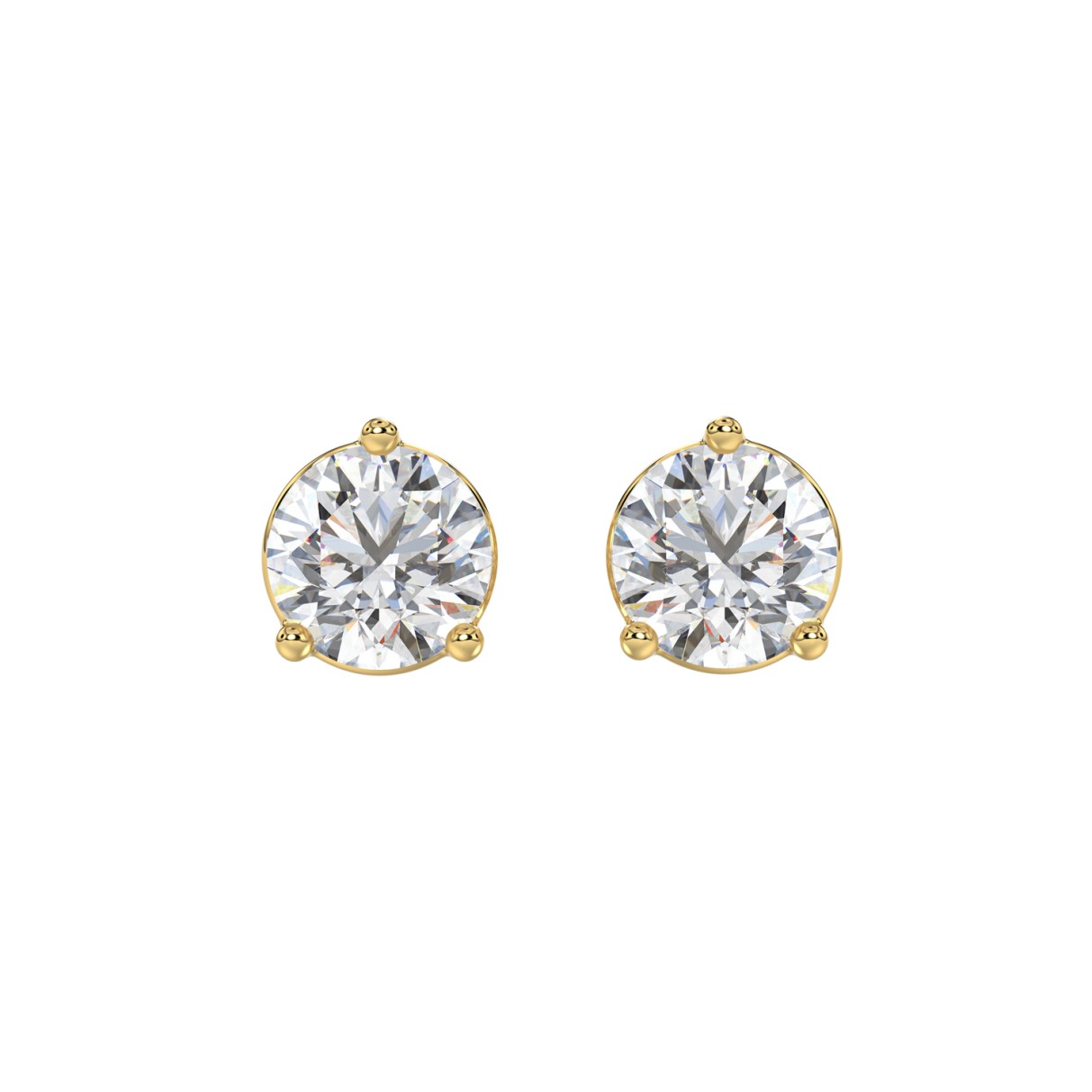 LADIES SOLITAIRE EARRINGS 4CT ROUND DIAMOND 14K YELLOW GOLD (CENTER STONE ROUND DIAMOND 2CT )