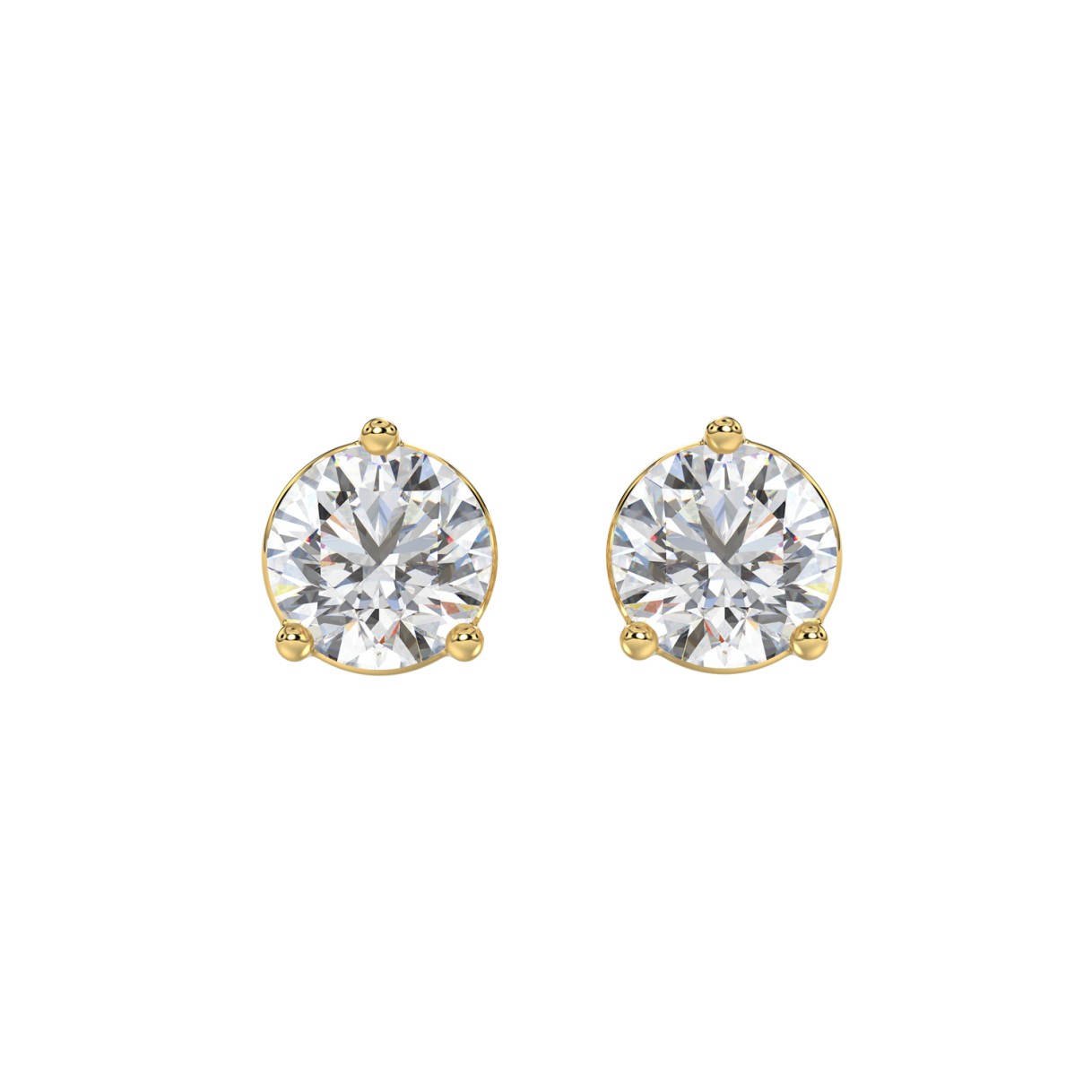 LADIES SOLITAIRE EARRINGS 4CT ROUND DIAMOND 14K YE...
