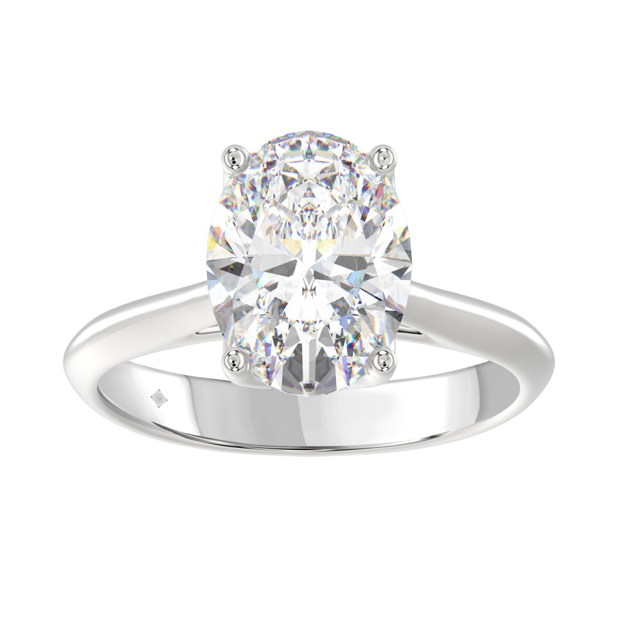 LADIES SOLITAIRE RING 4CT OVAL DIAMOND 14K WHITE GOLD 