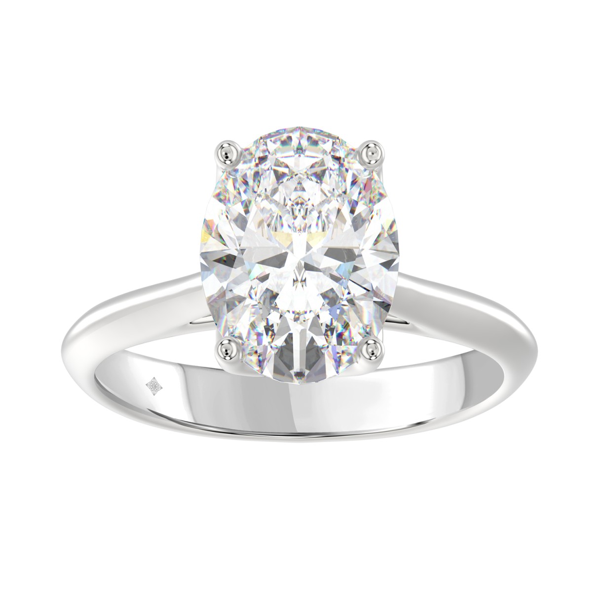 LADIES SOLITAIRE RING 4CT OVAL DIAMOND 14K WHITE G...