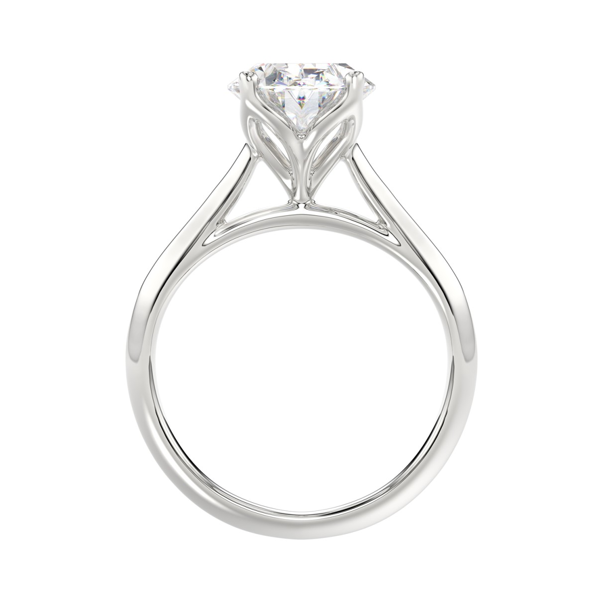 LADIES SOLITAIRE RING 4CT OVAL DIAMOND 14K WHITE GOLD 